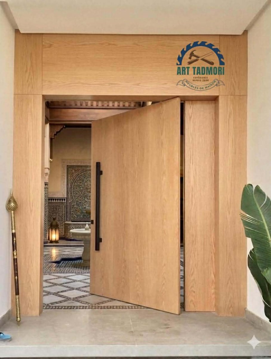 باب خشبي عصري بتصميم فاخر وأنيق