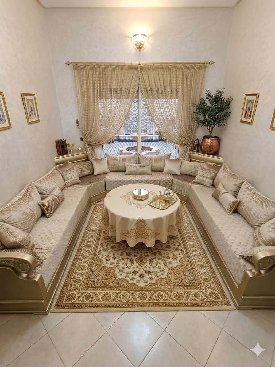 صالون مغربي فاخر بتصميم أنيق وجودة عالية